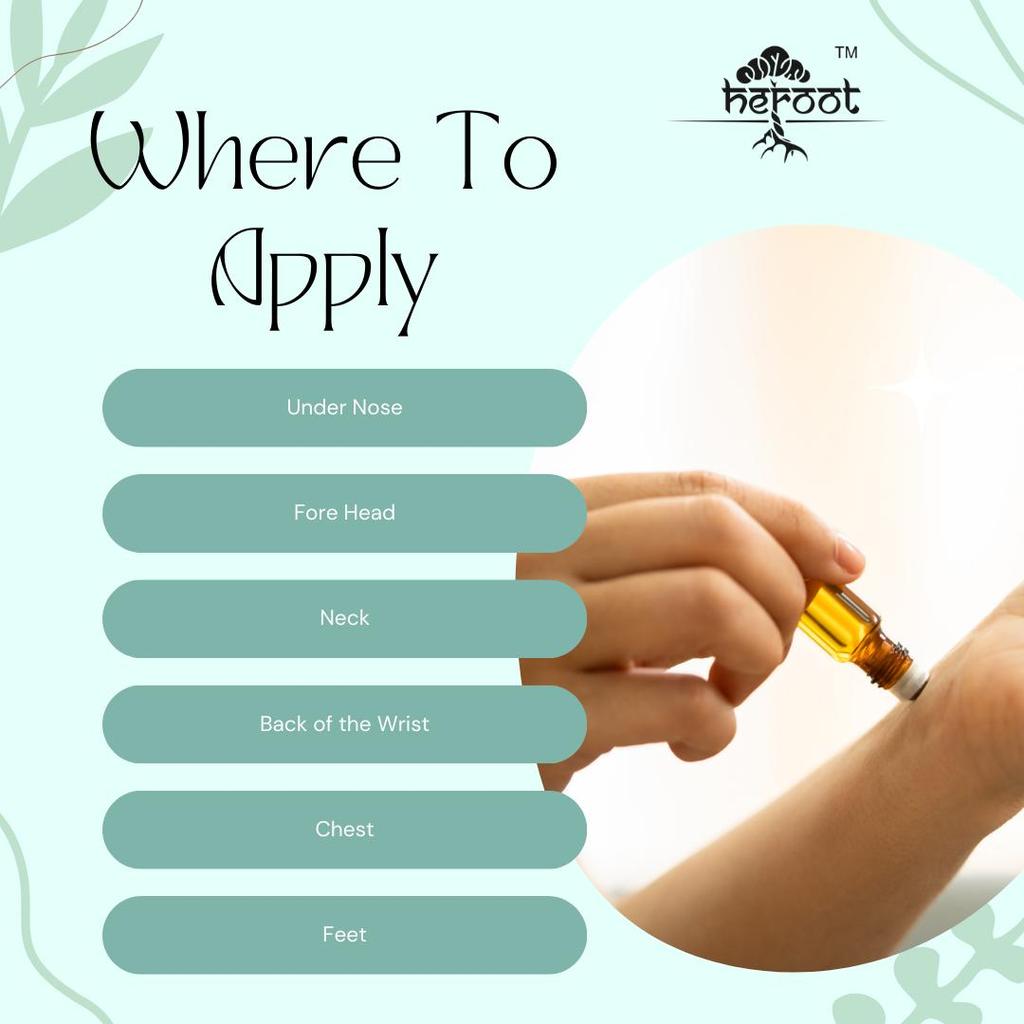 Breath Easy Essential Oil Blend Roll On Peppermint, Tea Tree, Eucalyptus, Lemon