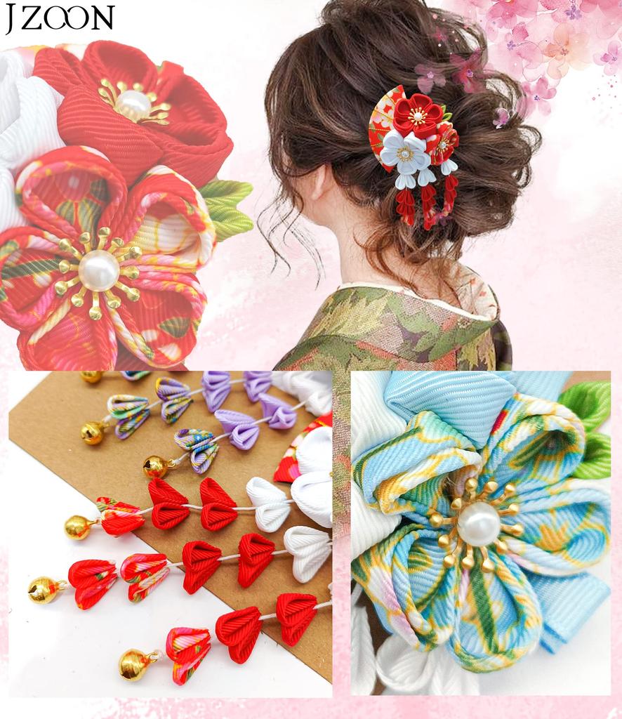 JZOON Волосы с цветочным дизайном и Идеально для и Доступно в 5 и H2534 Украшение, Ручная работа, Канзаши-колокольчики, Церемонии совершеннолетия,