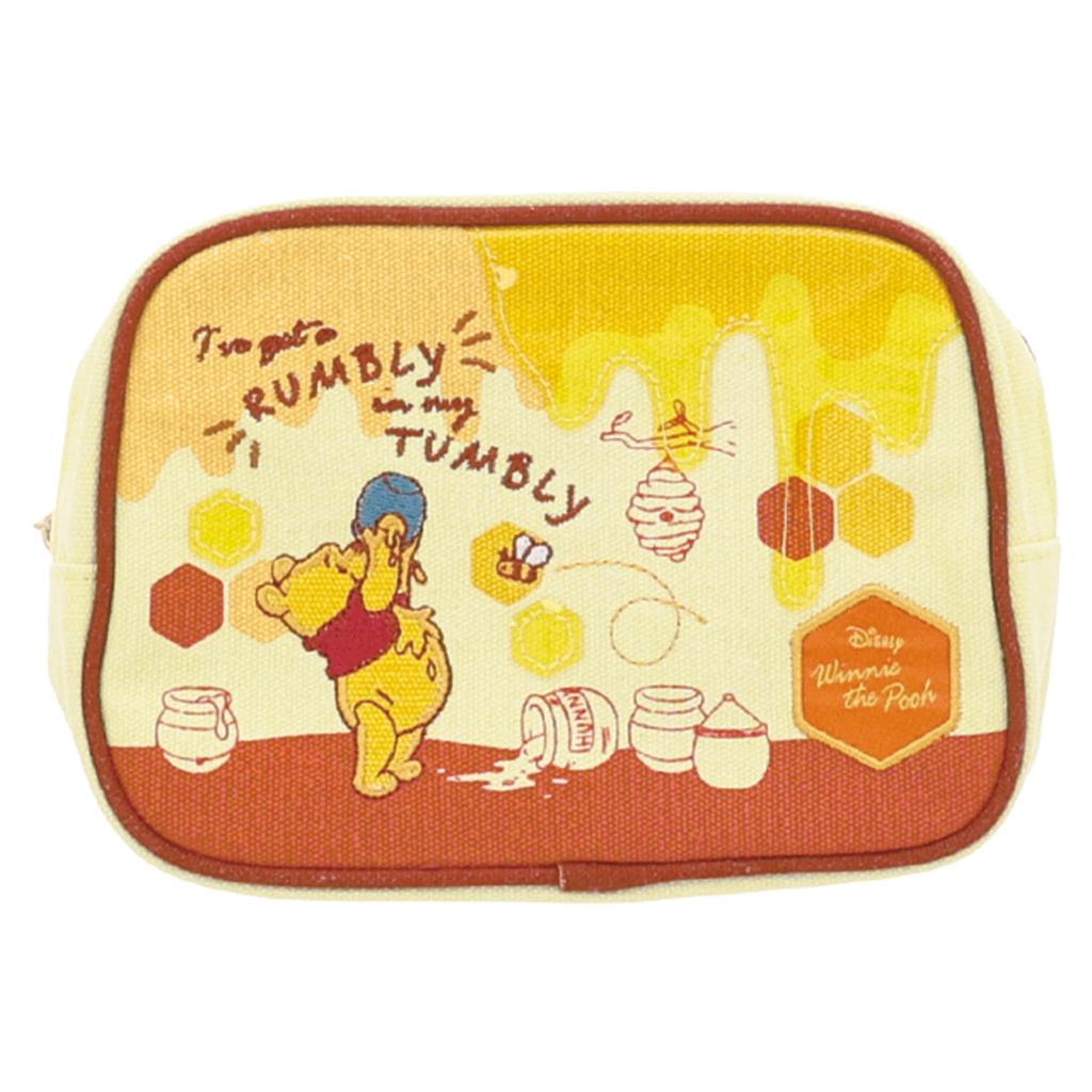 Marushin Disney Winnie the Pooh Honey World Canvas Pouch with 2335054200 Appliqué Embroidery,