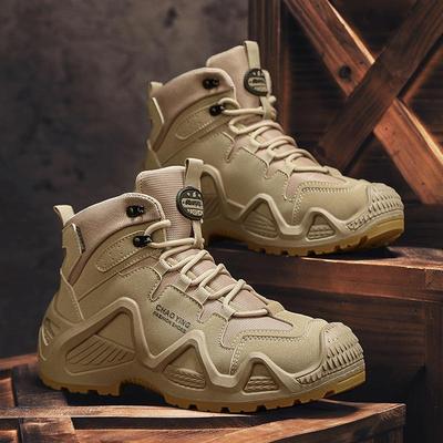 Мужские ультралегкие водонепроницаемые высокие походные и тактические ботинки - дышащая уличная боевая и пустынная обувь
