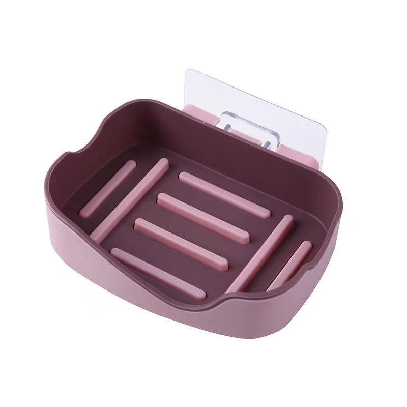 1 Single Layer Detachable Drain Soap Box Wall-Mounted Seamless Punch-Free Storage Bathroom Bath Accessories Storage Supplies