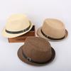 Men's Hat Woven Straw Sunshade Hat Casual Hat Belt Buckle Beach Hat Straw Sun White Wedding Black Belt Fedoras