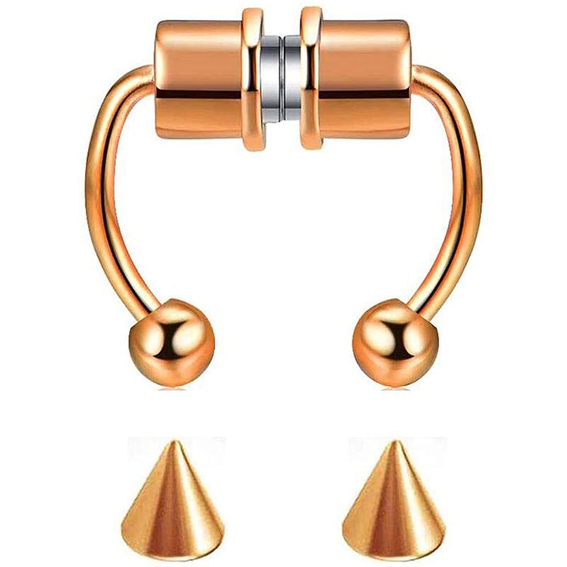 Женский фейковый пирсинг, кольцо в нос, обруч, пирсинг перегородки, клипса для носа, рок, хип-хоп, нержавеющая сталь, магнит, модные украшения для тела
