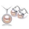 LSOOYH Cilp Earrings Natural Freshwater Pearl Jewelry Sets Cubic Zirconia CZ Necklace Earrings