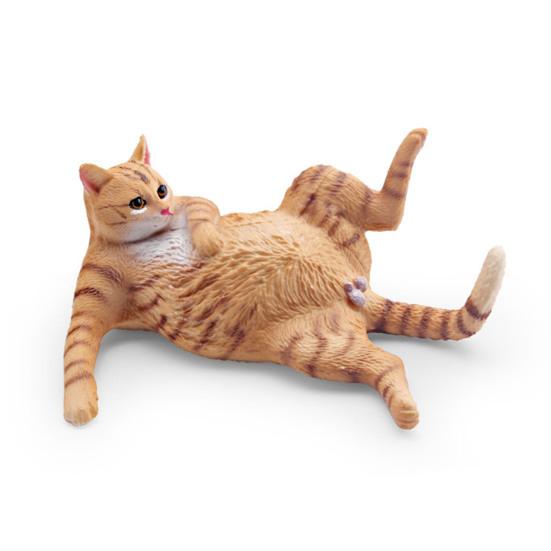 Simulated Lying Orange Cat Model PVC White Cat Figurine Statue Sculpture Decoration Ornament Kids Educational Animal Toy