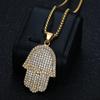2026 Jewelry Fashion Trend Inlaid Zircon Men's Party Jewelry Accessories Fatima's Hand Pendant Necklace