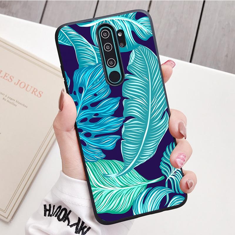 Retro Banana Leaf Flower Black Silicone Phone Case For Redmi Note 8 7 Pro S 8T for Redmi 9 7A Cover Shell