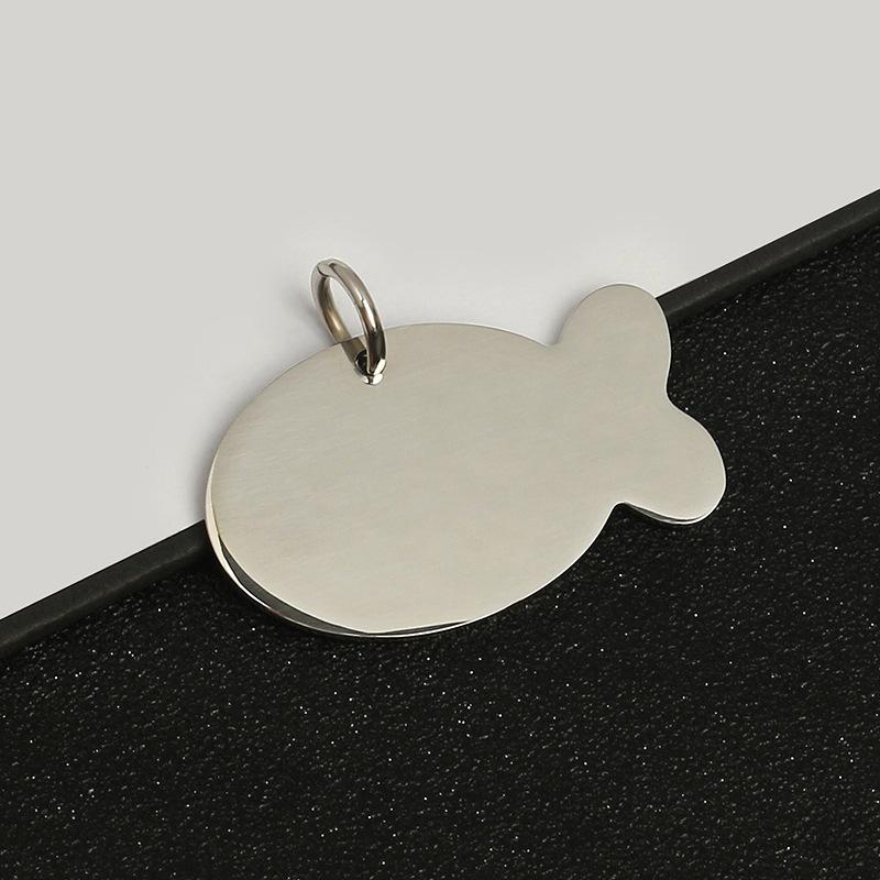 Для оптовой продажи металлическая бижутерия, бирка для питомца (рыба-сом), кулон, карта от потери, лазерная гравировка, собачья бирка из нержавеющей стали