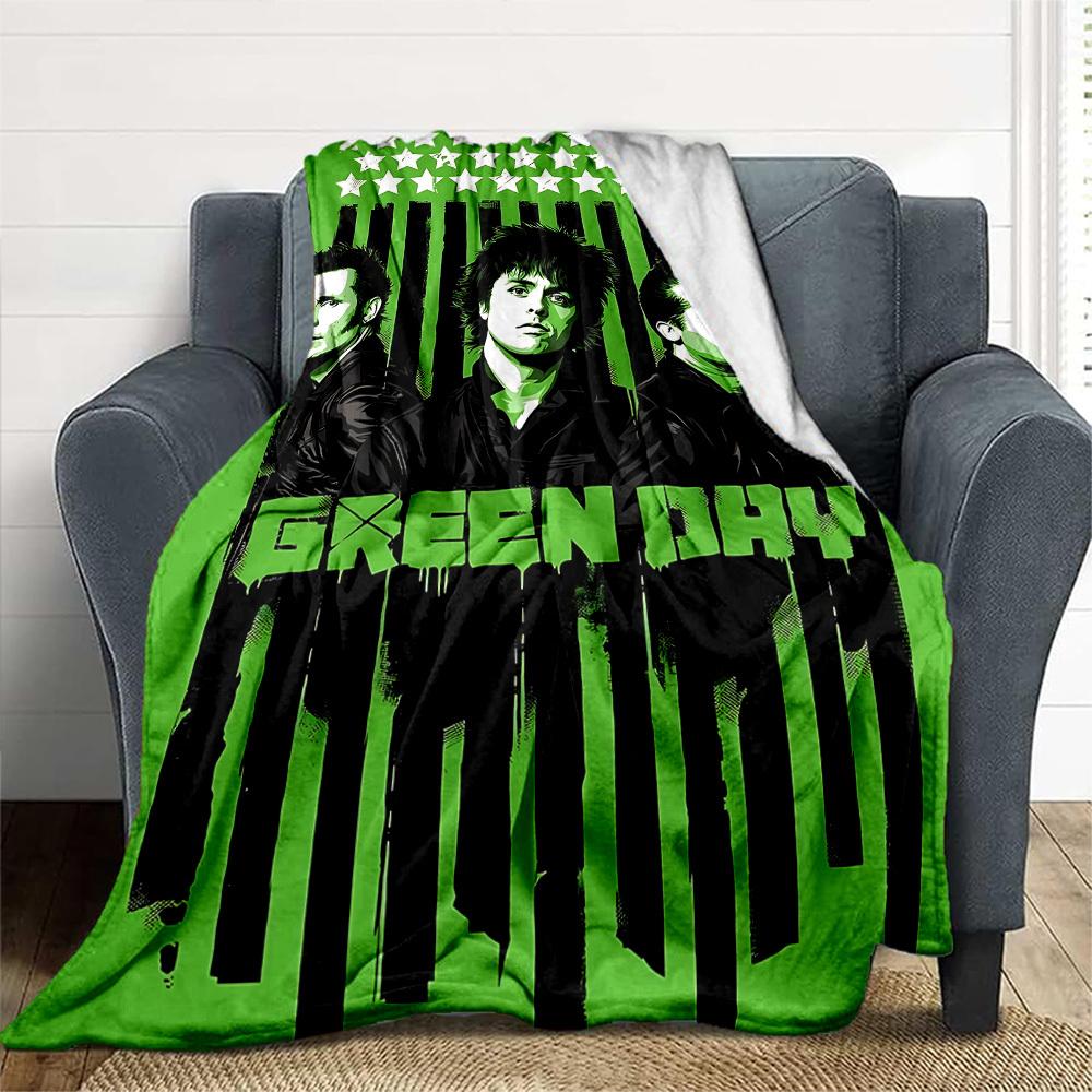 1 шт. Плед Green Day для улицы, легкий, фланелевый, мягкий и теплый, для использования в любое время года, для дивана, улицы, кемпинга, гостиной, офиса, стула