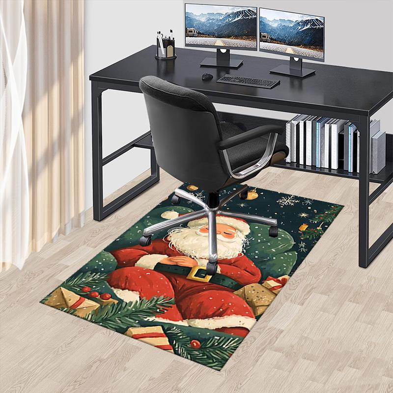 Christmas Santa Claus Chair Mat - Anime Cartoon Design, Non-Slip Rug for Office, Home Decor, Living Room, Bedroom, Gaming Room & Dormitory Carpet - Fe