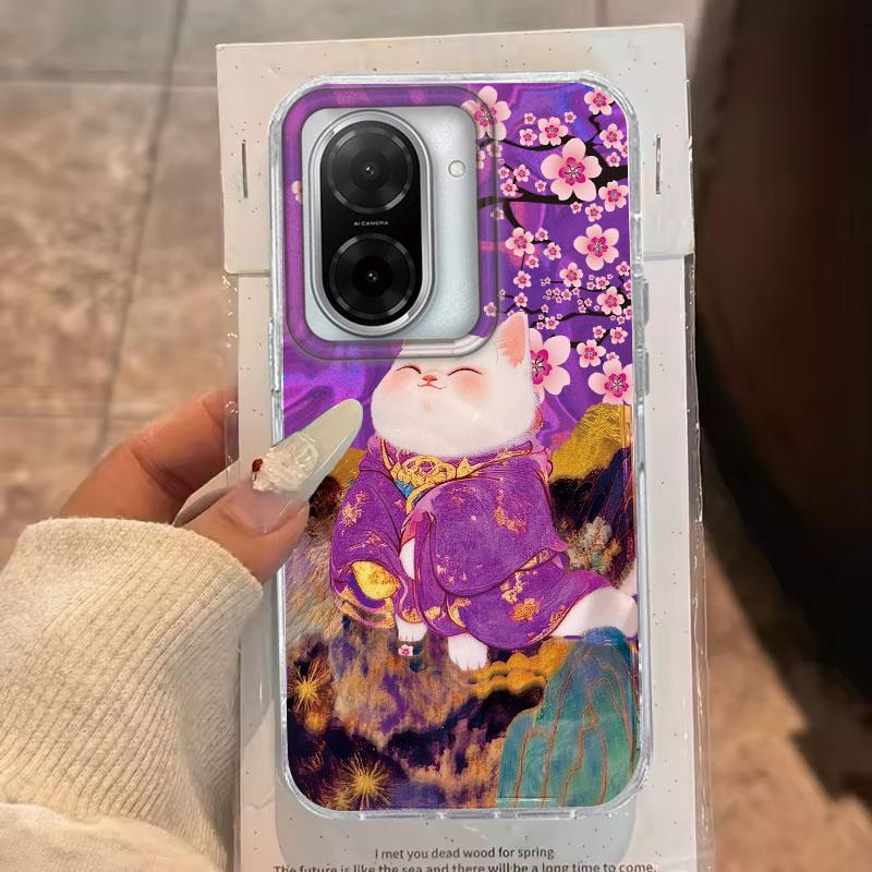 For Xiaomi 14T Pro 13T 11 Lite 5G Phone Case Cute Purple Cat Cartoon Pattern Shockproof Protective Luxury Bumper Cover TPU Shell