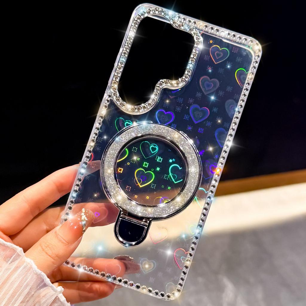 Блестящий держатель Fulcrum для Samsung S26Ultra, роскошный чехол для мобильного телефона с бриллиантами S25Plus A17/A56