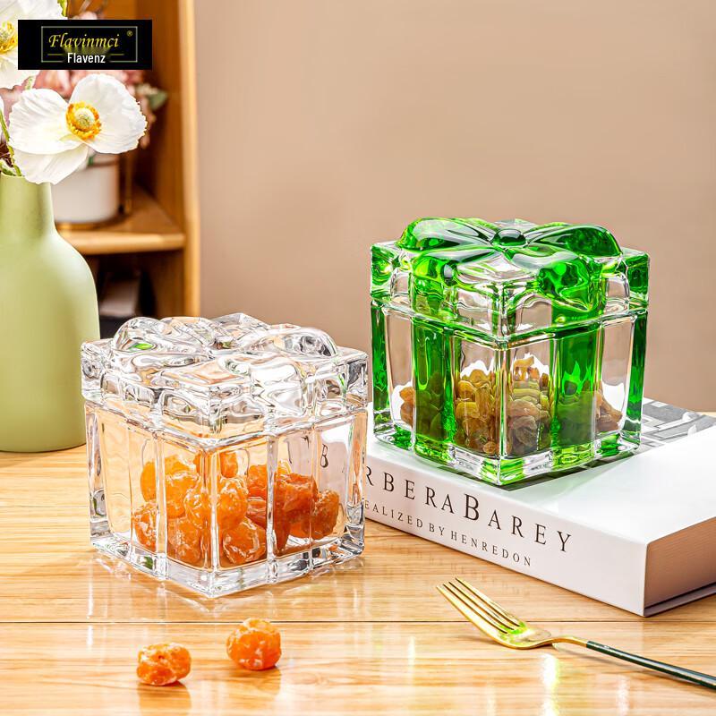 Flavinmci Retro Crystal Glass Bowknot Covered Jar