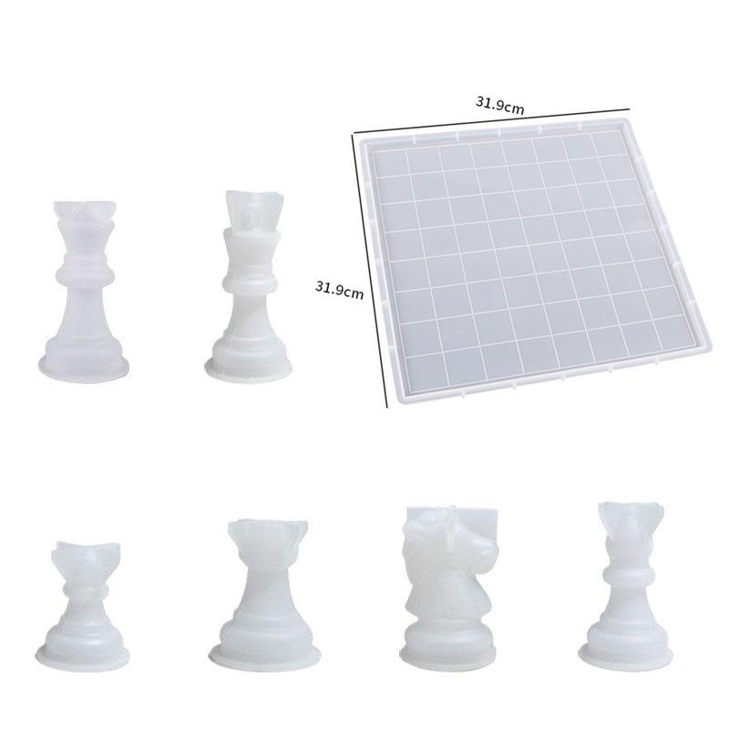 Силиконовая форма для шахматного набора с доской, 3D силиконовая форма для шахматной фигуры, для поделок DIY, подарок на день рождения
