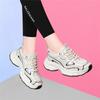 Женские кроссовки на толстой подошве Весна Новый стиль для женщин В женском темпераменте Цветовая блокировка Женская обувь Серебристые Увеличивающие рост