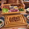 Прямоугольный бамбуковый и деревянный поднос с двумя ручками Jieanxi для дома, отеля и барбекю