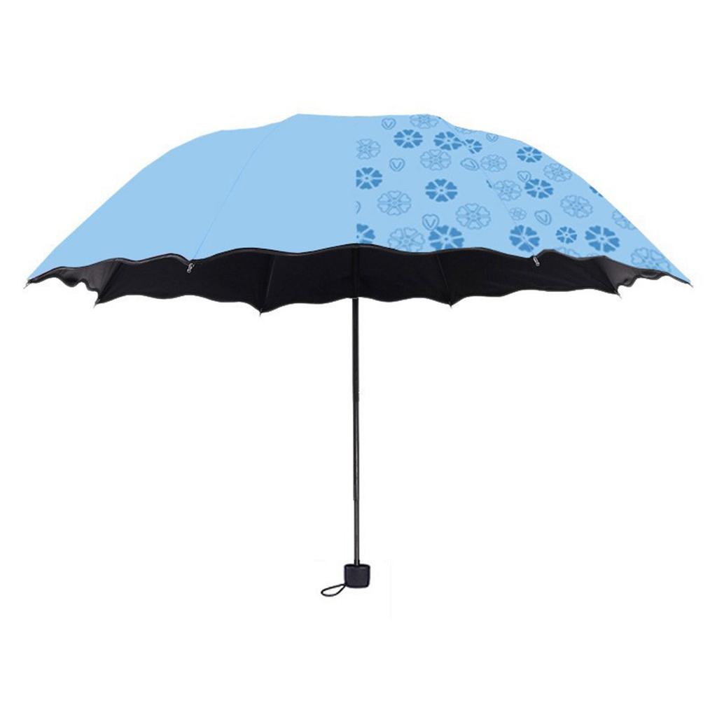 Portable Manual Folding Umbrella Flowering Umbrella In Water Black Coated Rainy Sun Umbrella 3 Folding Sun Protections