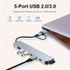7-в-1 USB Type C ХАБ Док-станция PD USB 3.0 Адаптер USB Картридер Type C Расширитель Для Ноутбуков Планшета Телефона Конвертер Диска