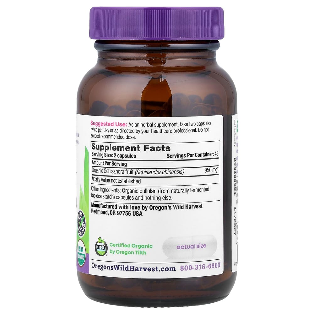 Oregon's Wild Harvest Schisandra Veggie Capsules 90 Counts