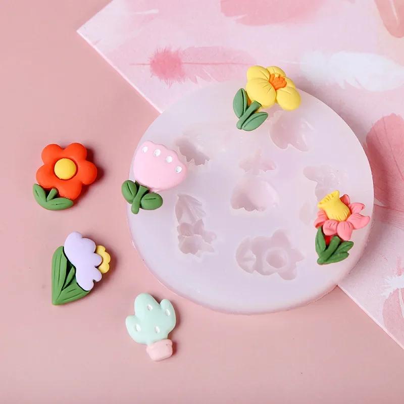 Mini Flowers Series Silicone Mold DIY Handmade Fondant Cake Baking Chocolate Sugar Cake Tool Resin Polymer Clay Making Mould
