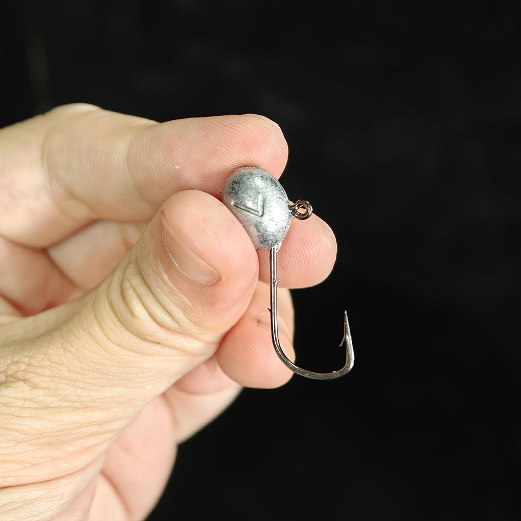 10pcs/box 3X Reinforced Lead Fishing Hook, Lure Double-Back Sting, Root Fishing Hook Anti-Loose Small Lead Head Hook Green Tail Hook