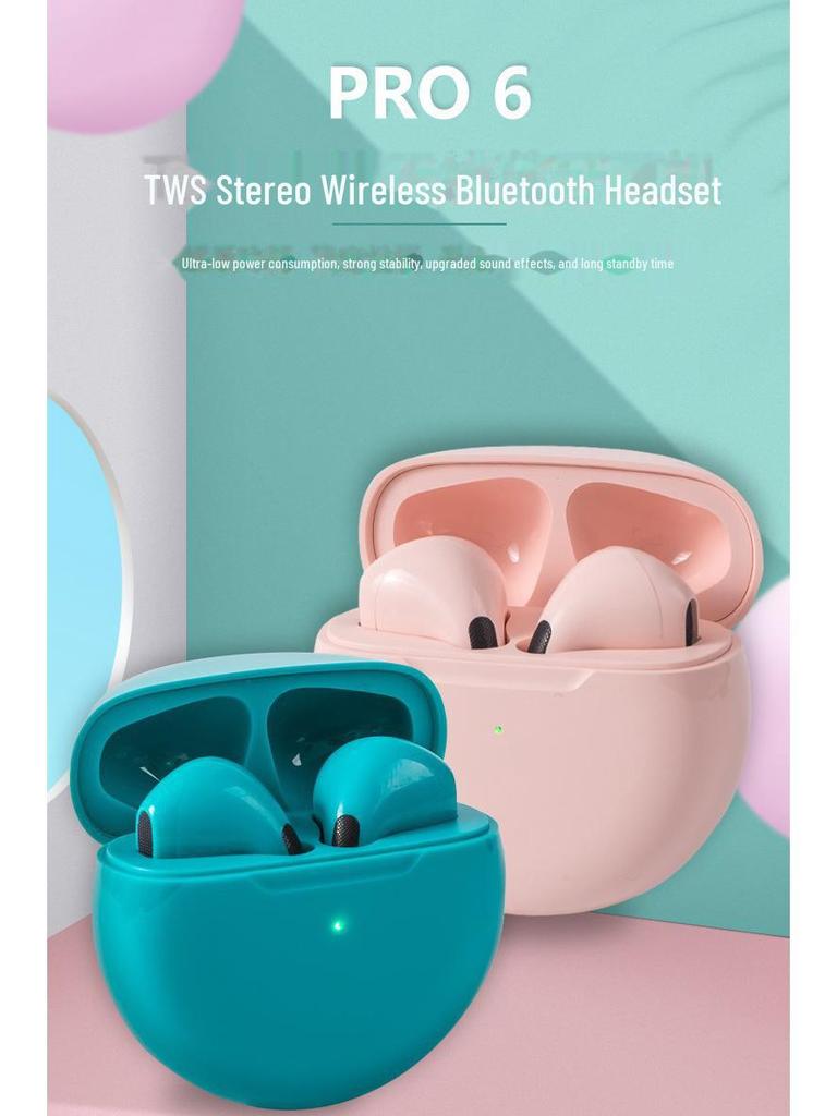 Pro6 Wireless Bluetooth Headset I12 TWS Macaron: Noise-Reduction, Mini Design