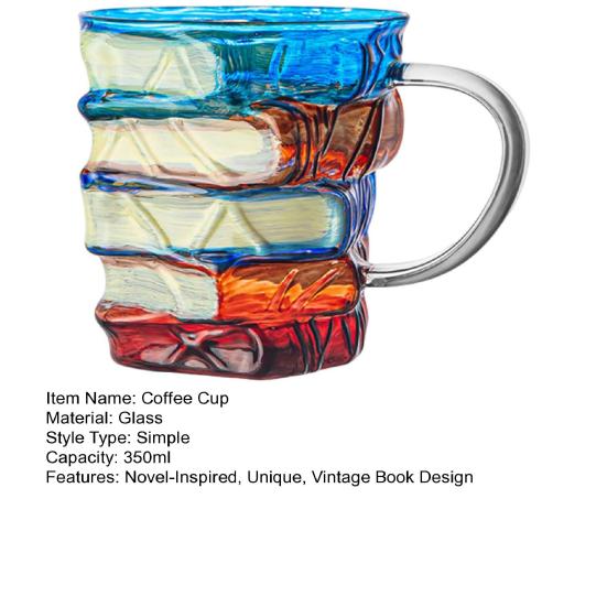 3D Painted Coffee Cup 350ml Novelty Glass Tea Mug Funny Book Worm Tumbler Unique Readers Writers Librarian Gifts