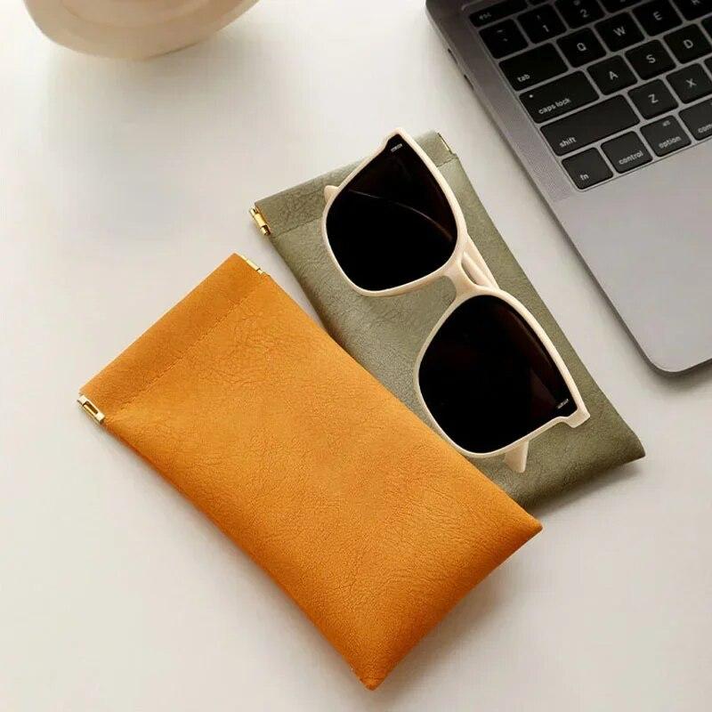 Soft PU Leather Sunglasses Glasses Bag Reading Case Sun Glasses Pouch Unisex Simple Eyewear Storage Bags Accessories