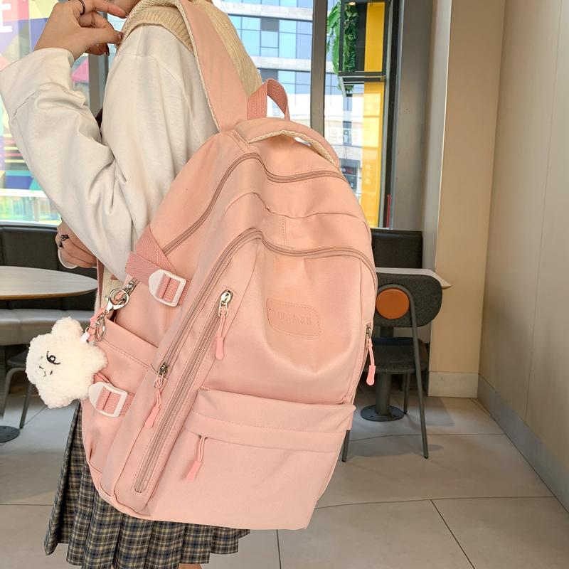 Сплошной цвет школьный рюкзак для женщин младших классов средней школы рюкзак большой емкости