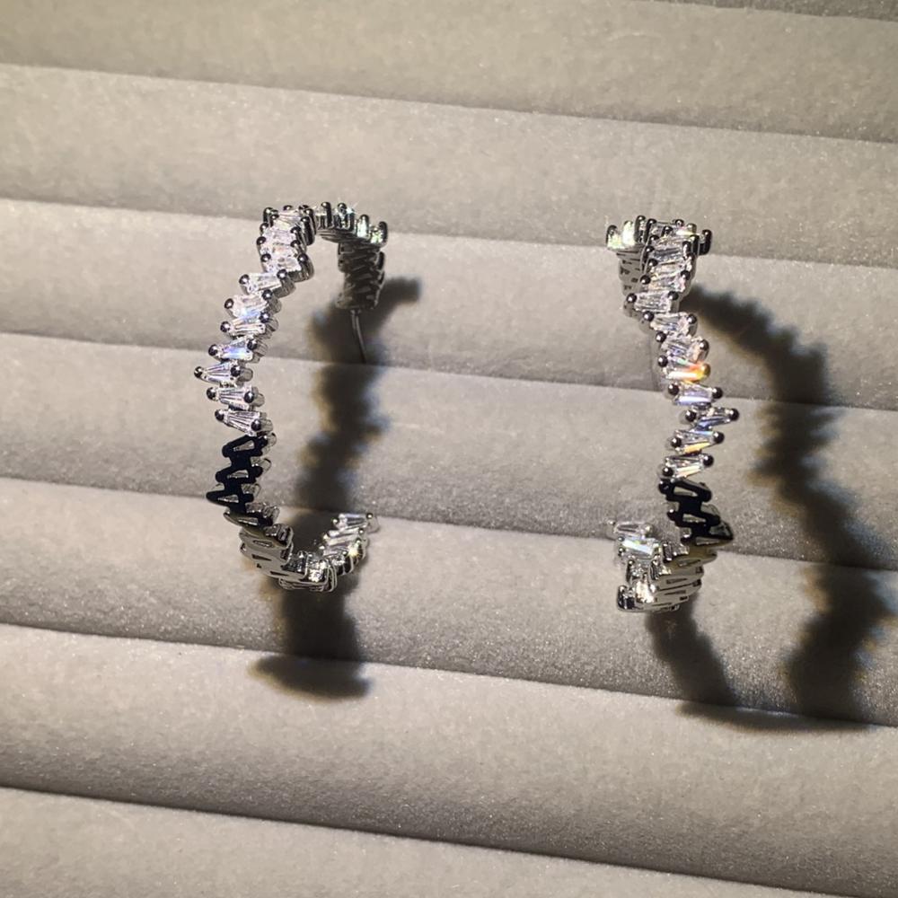 Хип-хоп нерегулярные преувеличенные серьги ювелирные изделия ручной работы из стерлингового серебра 925 пробы T принцесса огранки 5A CZ женские свадебные серьги-гвоздики в подарок