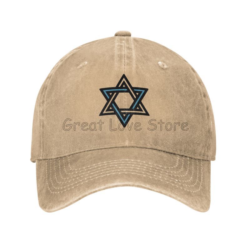 Star of David Unisex Women Baseball Caps Distressed Washed Cotton Hat Vintage Outdoor All Seasons Travel Adjustable Fit Sun Cap