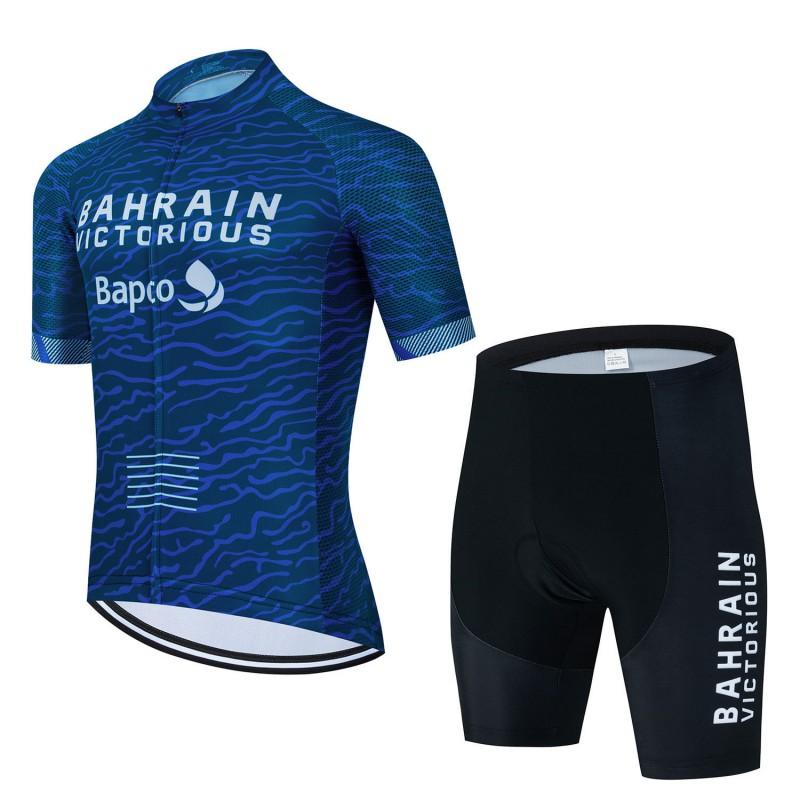 Men Women Cycling Jersey Short Sleeve Quick Dry Bike Shirt Bahrain Team Edition Breathable Sportwear