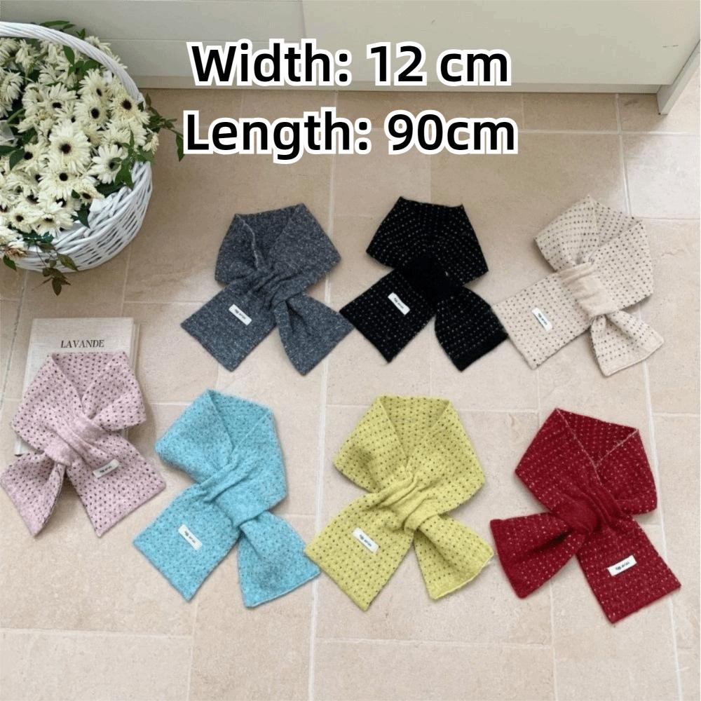 Soft Knitted Neck Scarf Dotted Pattern Short Winter Scarf Korean Style Cross Scarf Daily Outfits
