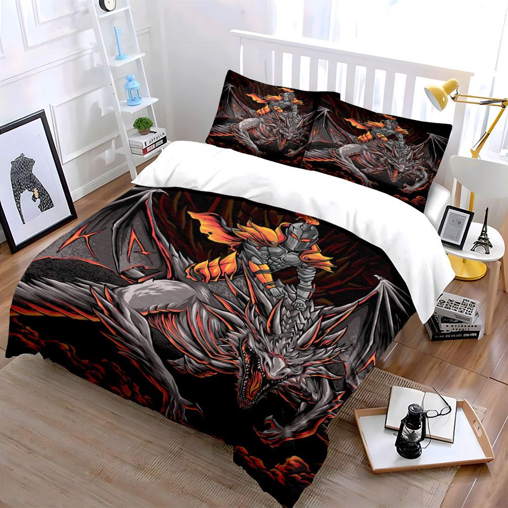 Knight and dragon motif. Bedding sets Duvet cover sets Duvet covers Pillowcases(1 * Duvet Cover 2 * Pillowcases, without duvet insert)