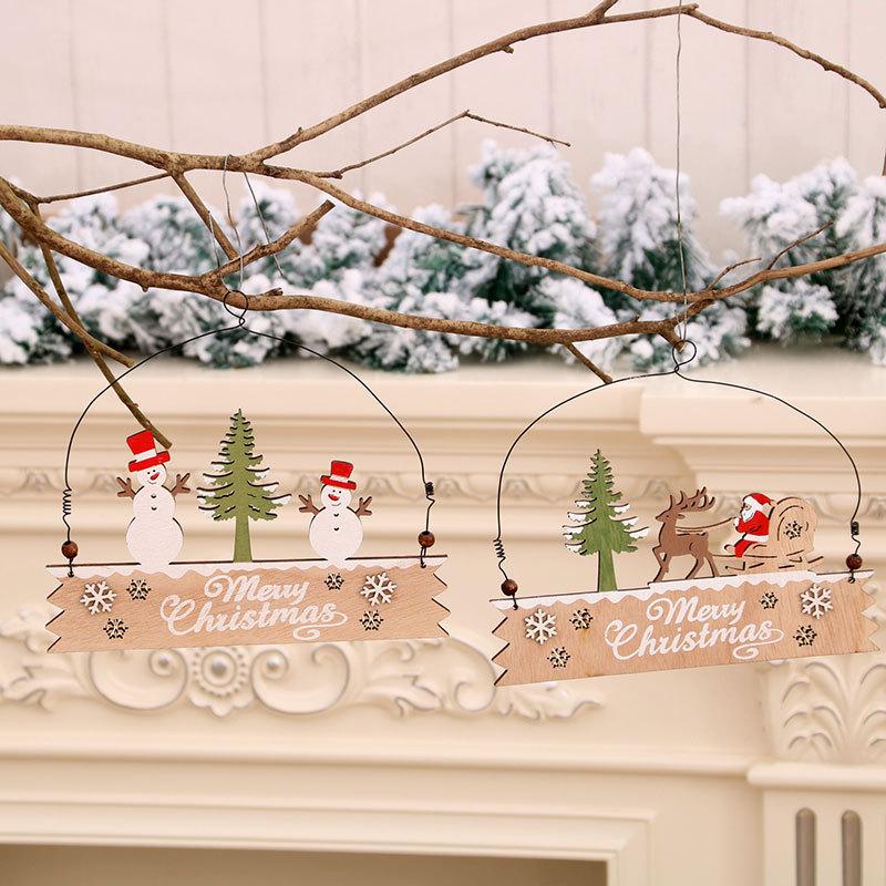 Christmas Decorations Wooden Letter Plate Door Hanging Wall Hanging Store Welcome Plate Painted Pendant