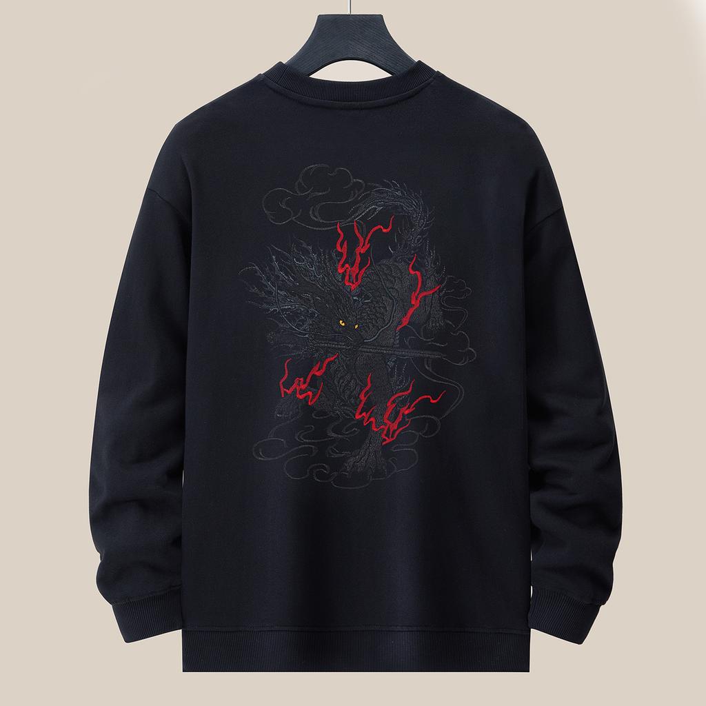 Толстовки мужские с круглым вырезом модные печатные толстовки с длинным рукавом свободные бархатные толстовки топы повседневные