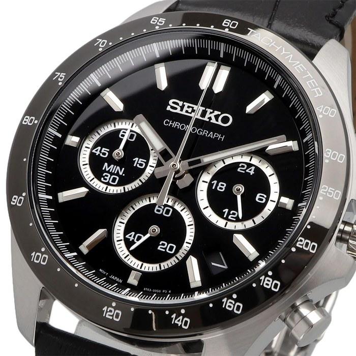 Seiko Мужские кварцевые часы с хронографом SBTR021 Черный кожаный ремешок