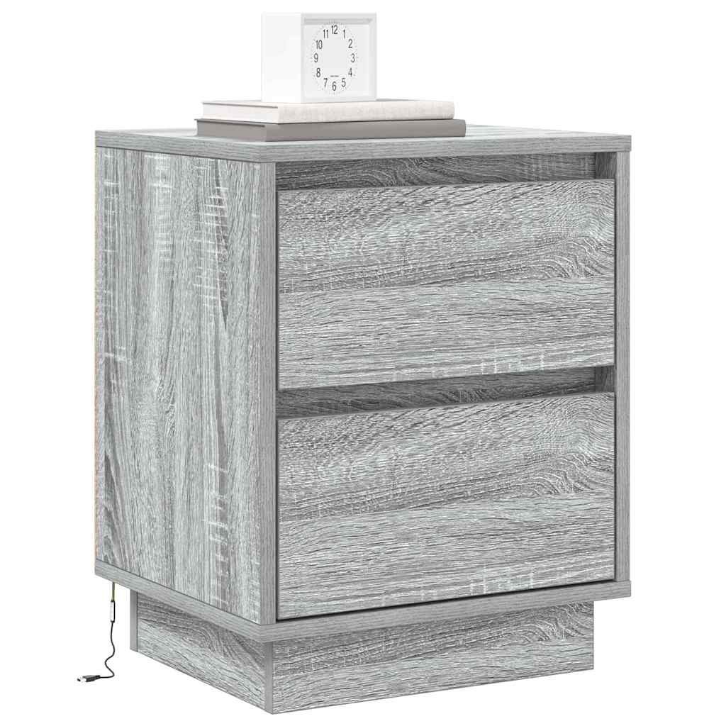Nightstand 2 pcs Grey 39 x 34.5 x 50 cm Particleboard