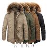 New Winter Jacket Men's Plus Velvet Mid-length Padded Jacket Thick Cotton Coat Fur Collar To Keep Warm