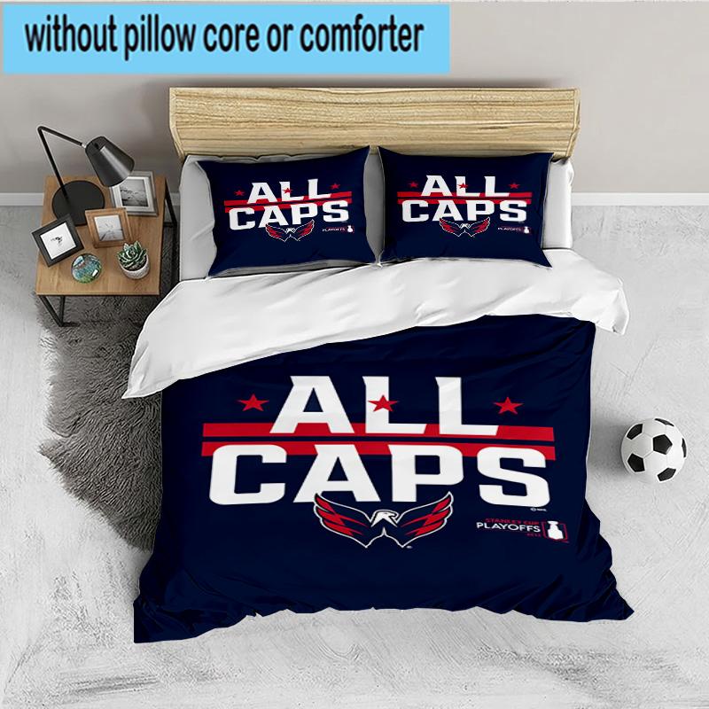 Capitals ice hockey 3PCS Bedding set,Ideal for 1pc Duvet Cover And 2pcs Pillowcases Perfect for Fan gift,Ideal for Bedroom, Dormitory