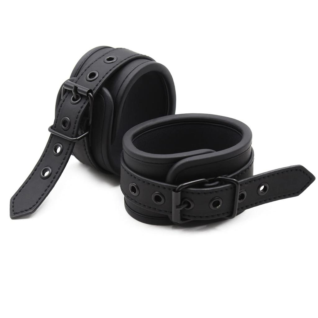 Emoi Handcuffs and Leg Cuffs Leg Adult Role SM PU Enamel Bundled SM Adult Adjustable Pin Unisex Set, Restraints, Durable, Painless, Sponge-Made Cuffs,