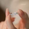 S999 Sterling Silver Zircon Flower Ring for Women Luxury Open Design High-End Sensation Versatile Silver Ring