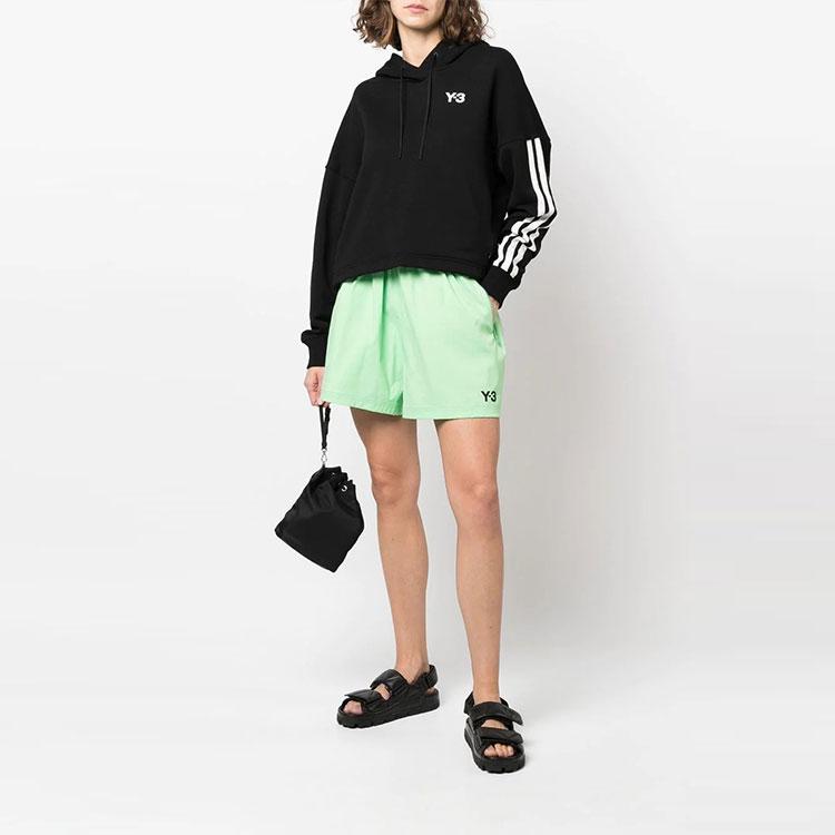 Y-3 Однотонные шорты прямого покроя с завязкой на талии и принтом логотипа, женские шорты зеленого цвета HG8542
