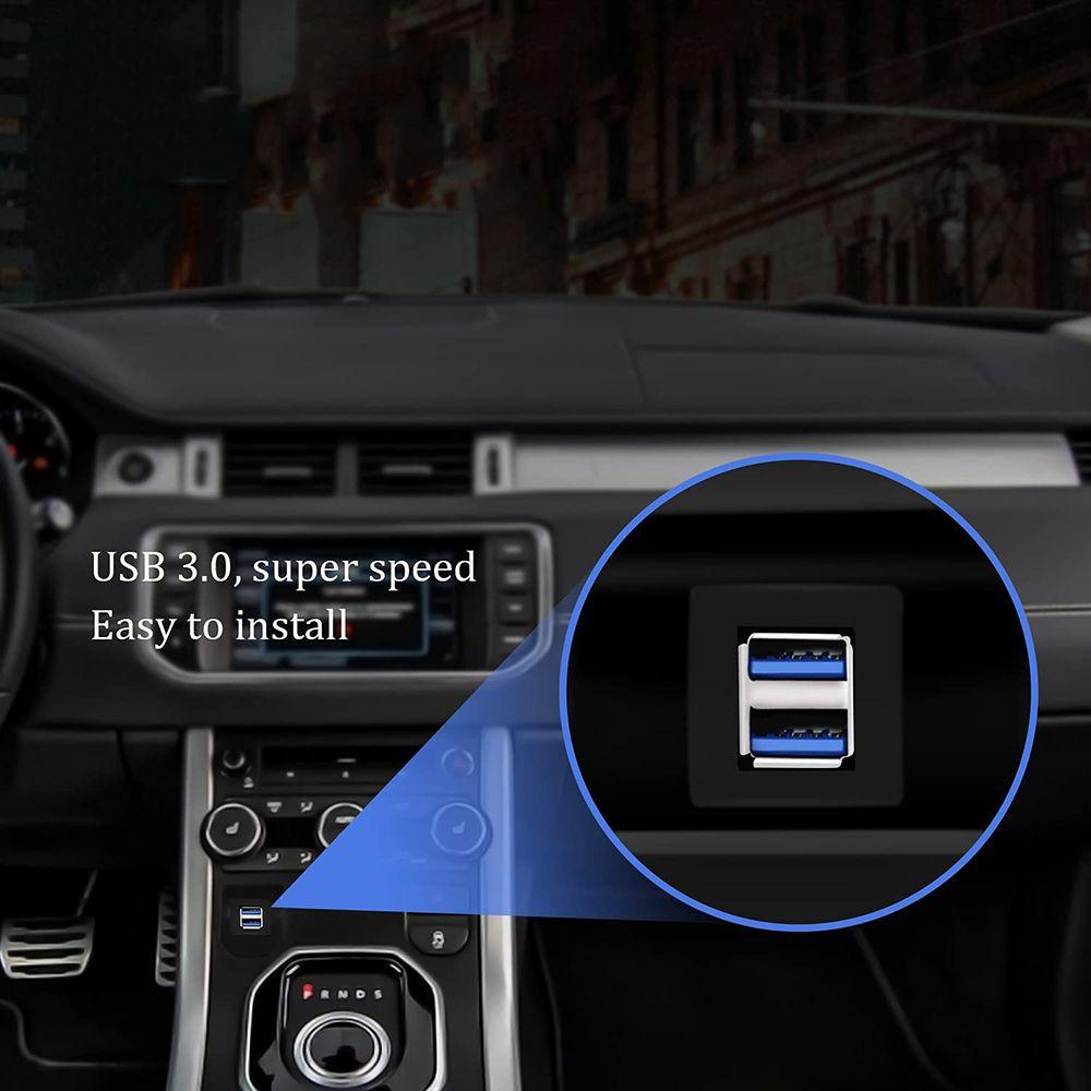 3-футовый квадратный удлинительный кабель USB 3.0 для приборной панели автомобиля с двумя портами и скрытым монтажом