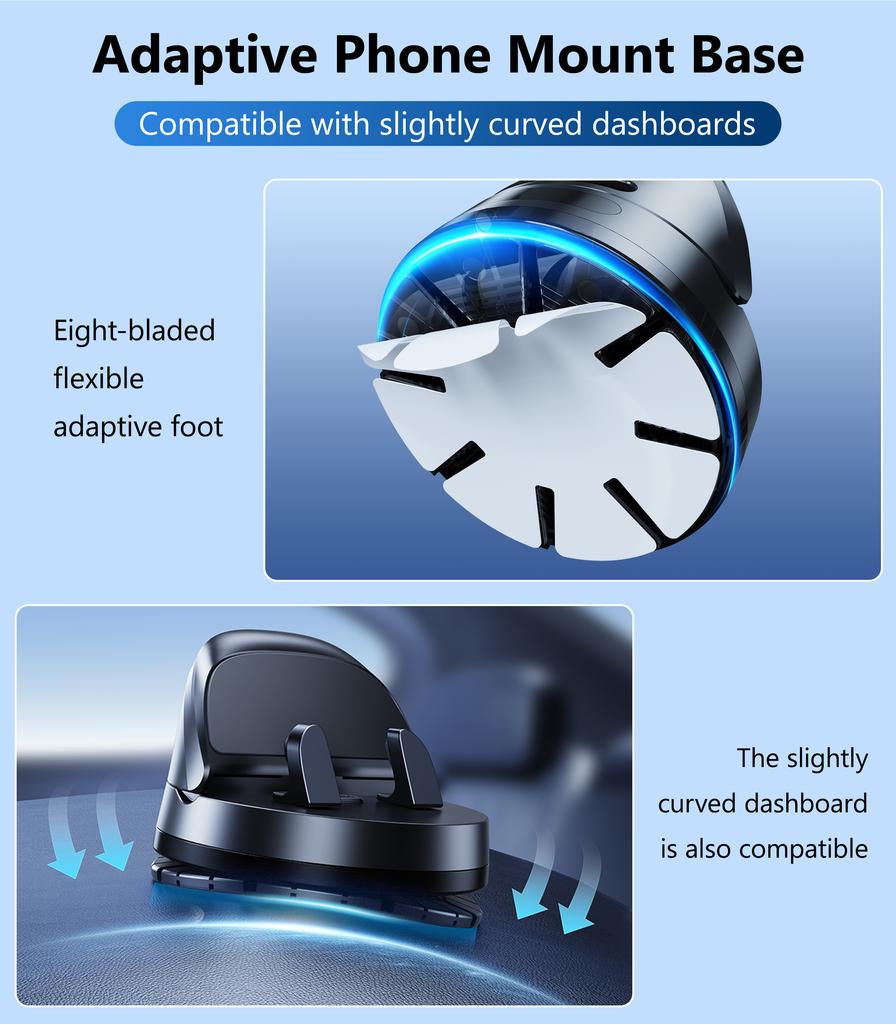 Oatsbasf Car Phone Holder for Dashboard Adaptive Phone Mount Base Automatic Clamping Rotatable Phone Stand for Center Console