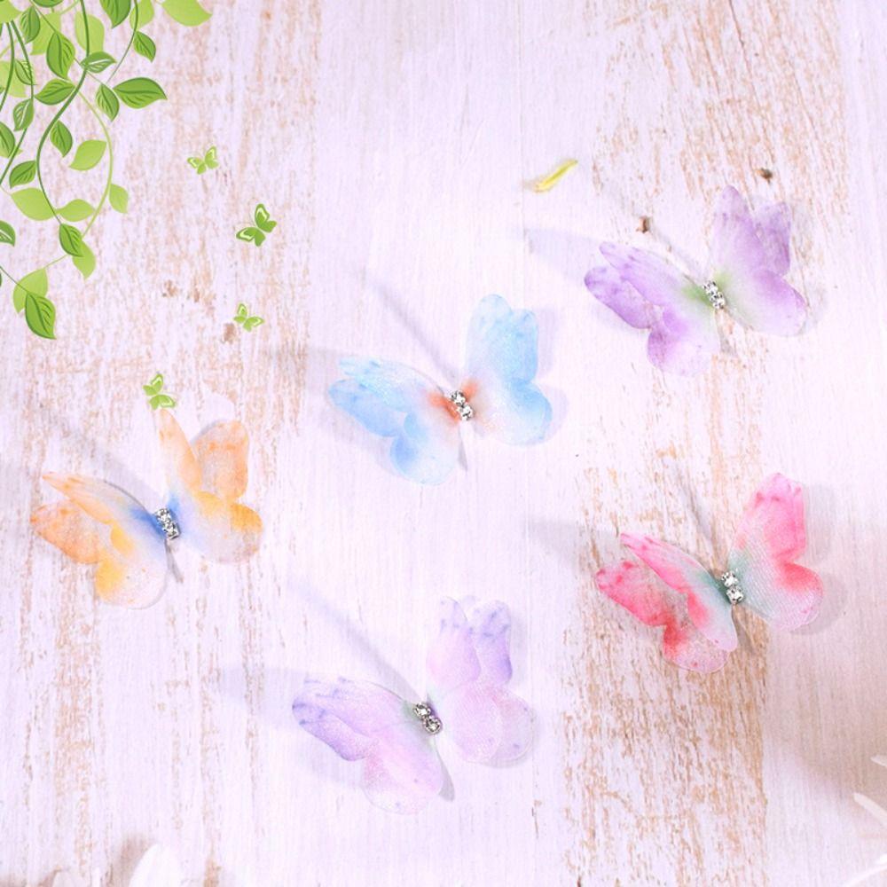 50 шт. аппликации из органзы с градиентным цветом в виде бабочек, свадебные аксессуары для волос