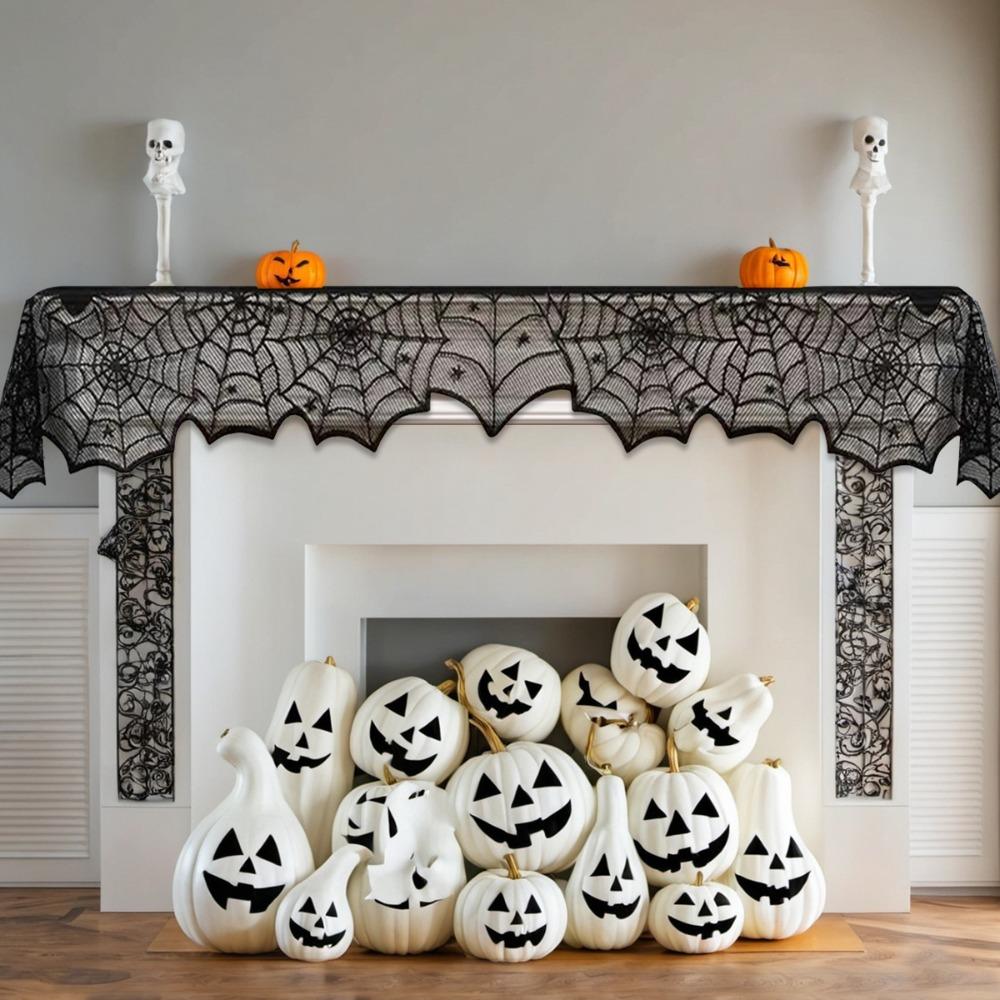 1 шт. Хэллоуин Паутина Черное Кружево Дорожка на Стол Кухня Обеденный Стол Декор В помещении На улице Вечеринка Жуткий Праздник Домашнее Украшение