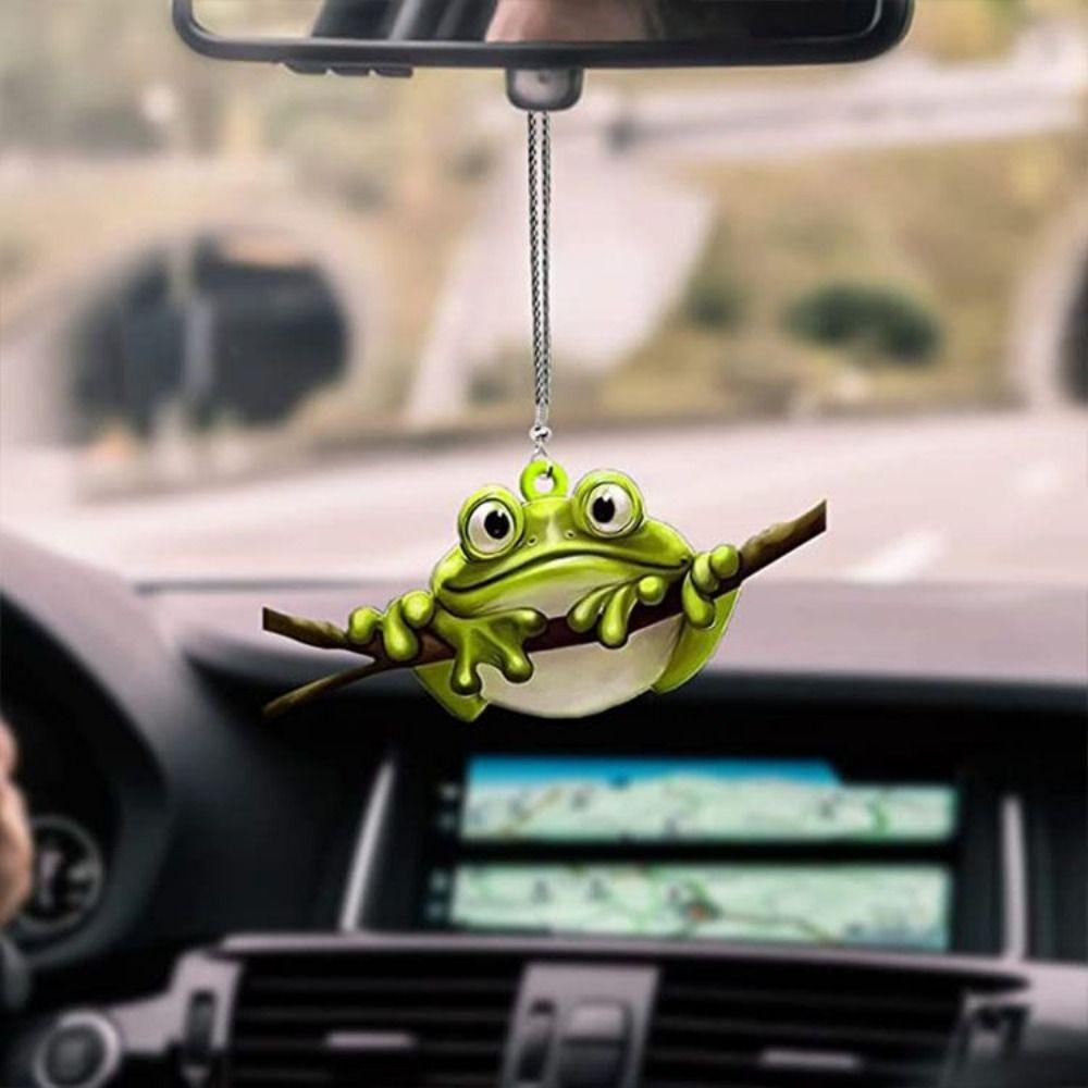 Small Green Frog Pendant 2D Acrylic Flat Ornaments Fashion Frog Car Pendant Home Decor