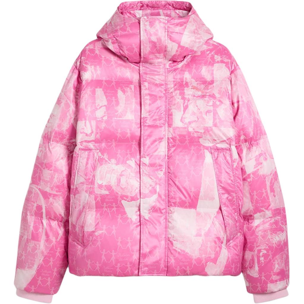 Puma Kid Super Studios FW24 MMQ AOP Zipper Hooded Versatile Warm Down Jacket Men Outerwear Pink 626704-71