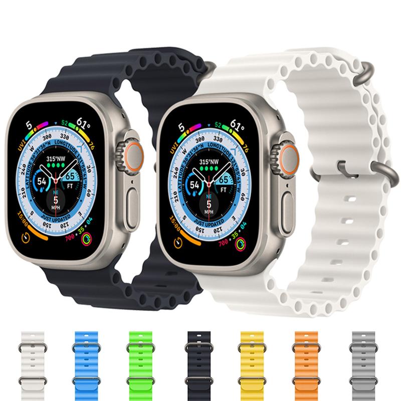 Ocean Strap for Apple Watch Band 49mm 44mm 40mm 45mm 41mm 42mm 38mm 40 44 45 Mm Silicone Bracelet IWatch Series 7 6 3 SE Ultra 8